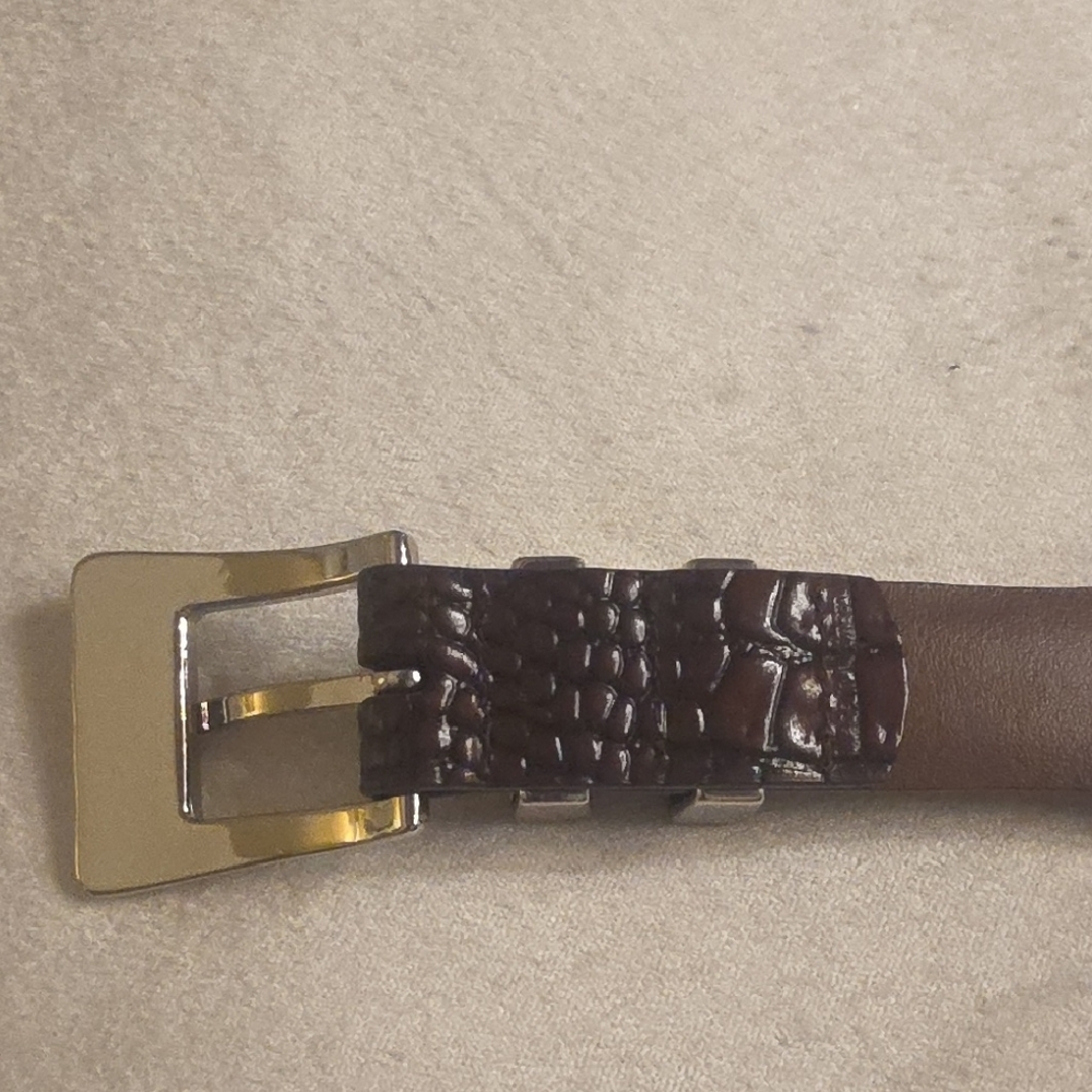 Paul Fredrick Embossed Italian Calfskin Two-Tone Leather Belt Size 36 - Picture 13 of 13